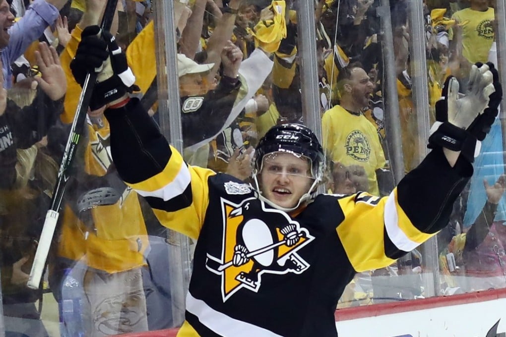 Pittsburgh Penguins rookie Jake Guentzel scored the winning goal in game one of the 2017 NHL Stanley Cup Final against the Nashville Predators. Photo: AFP