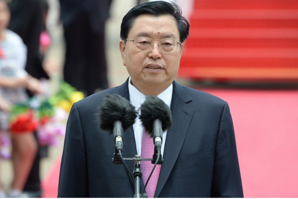 Beijing’s No 3 leader, Zhang Dejiang, appears to be laying down the law on how Hong Kong should be run. Photo: Handout