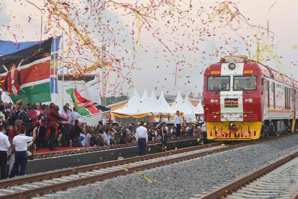 Kenyan President Uhuru Kenyatta flags off the train on the new Chinese-built railway. Photo: AFP