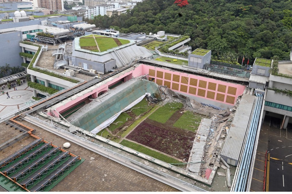 The roof of the City University sports centre collapsed in May 2016. Photo: Dickson Lee