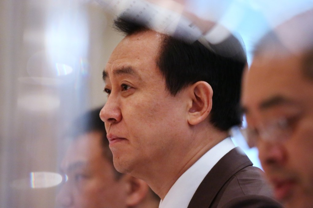 Focus of attention: Evergrande chairman Hui Ka-yan. Some analysts believe outside of his own 77.79 per cent of the company’s shares, the remainder is partly controlled by some of his closest Hong Kong-based circle of wealthy friends. Photo: Nora Tam
