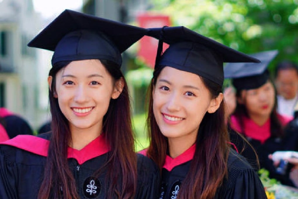 The identical Sun twins Yutong (Lara), left, and Yumeng (Sara) - or perhaps vice versa. Photo: Handout