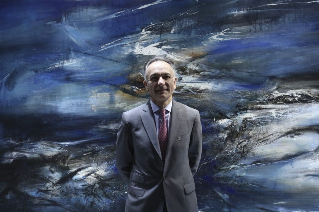 Guillaume Cerutti, CEO of Christie's, stands in front of Zao Wou-ki’s 29.09.64 (1964), which the auction house sold for HK$152.9 million at a May 27 sale. Picture: Jonathan Wong