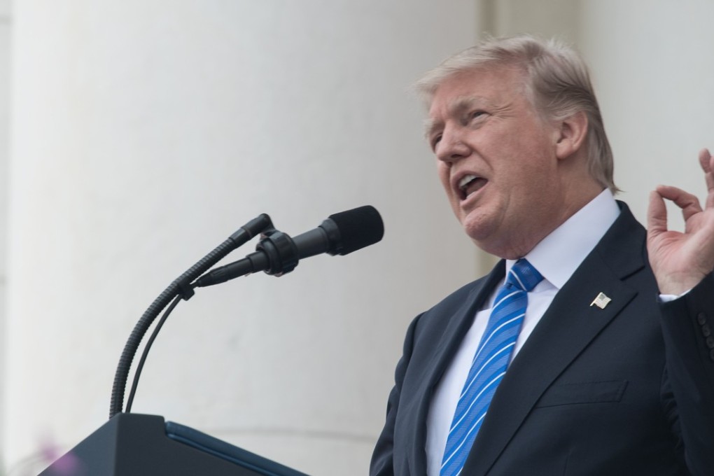 US President Donald Trump speaking at Arlington National Cemetery to mark Memorial Day in Arlington, Virginia. Trump lambasted Washington’s Nato allies for their shortfalls in defence spending, a claim rejected by Spain. Photo: AFP