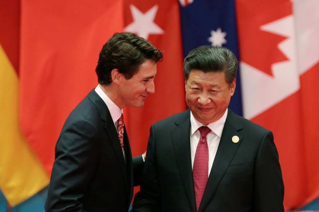 Chinese President Xi Jinping shakes hands with Canadian Prime Minister Justin Trudeau during the G20 Summit in Hangzhou, Zhejiang province in 2016. Photo: Reuters