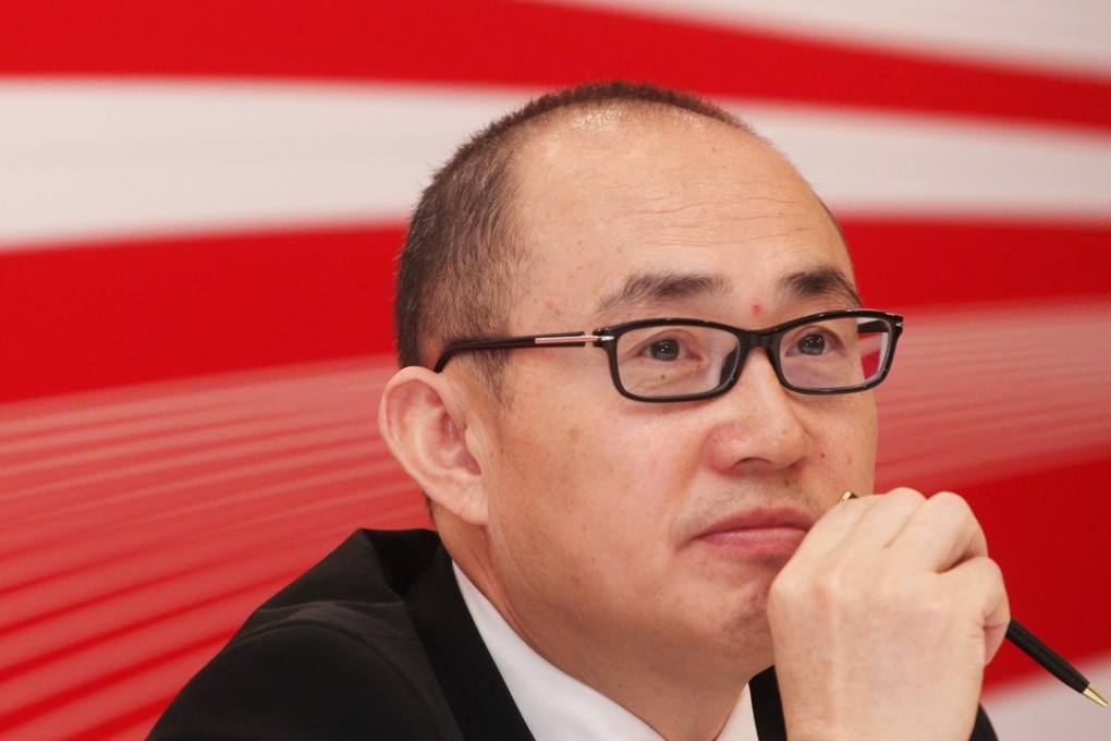 Pan Shiyi, Executive Director and Chairman, Soho China, attends the Company's 2011 annual results press conference at Island Shangri-la Hotel, Admiralty. Photo: Nora Tam