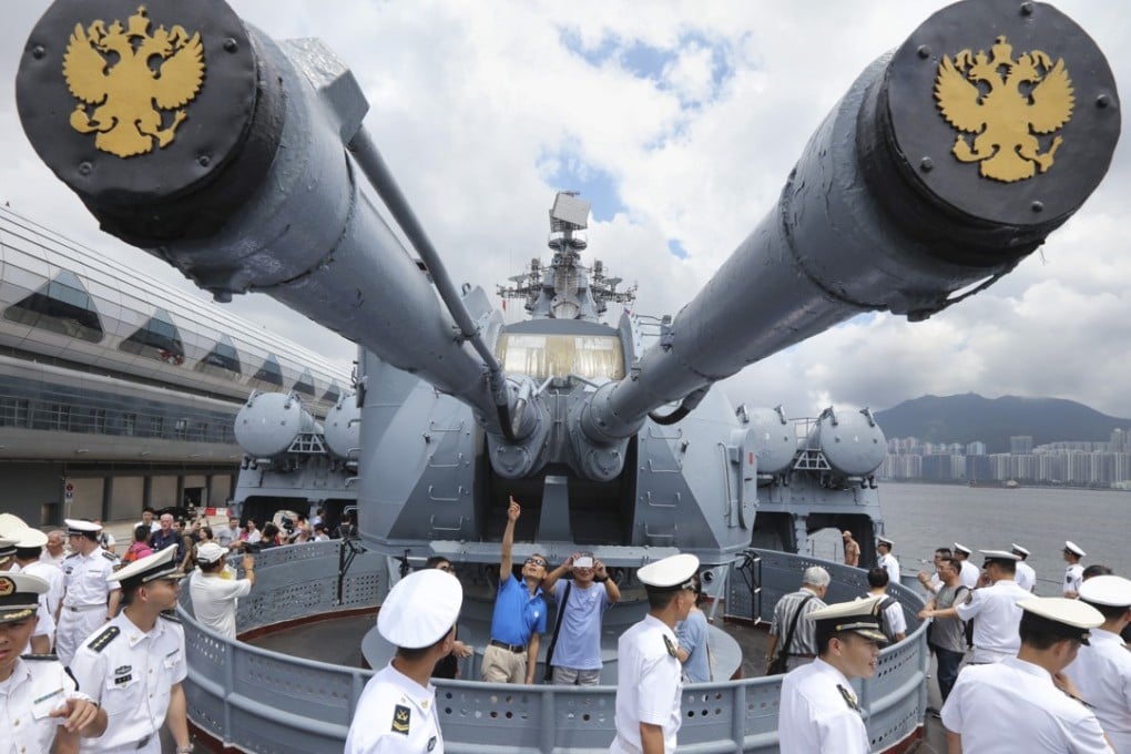 PLA Navy officers and civilians visit the Russian cruiser Varyag during its four-day port call to Hong Kong. Photo: Felix Wong