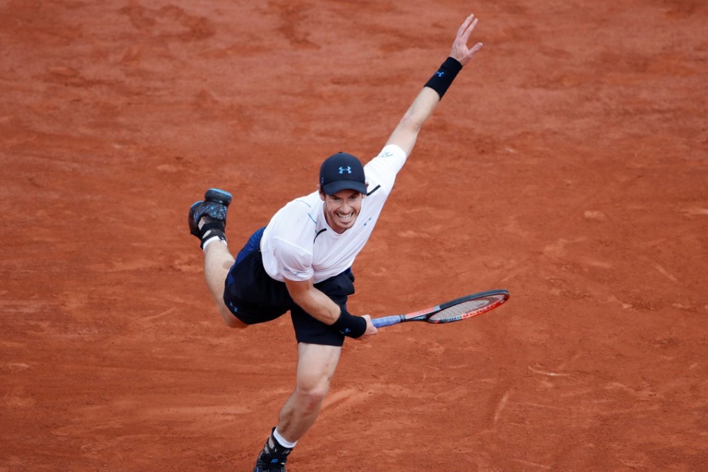 Britain's unleashes a serve to Russia’s Karen Khachanov. Photo: Reuters