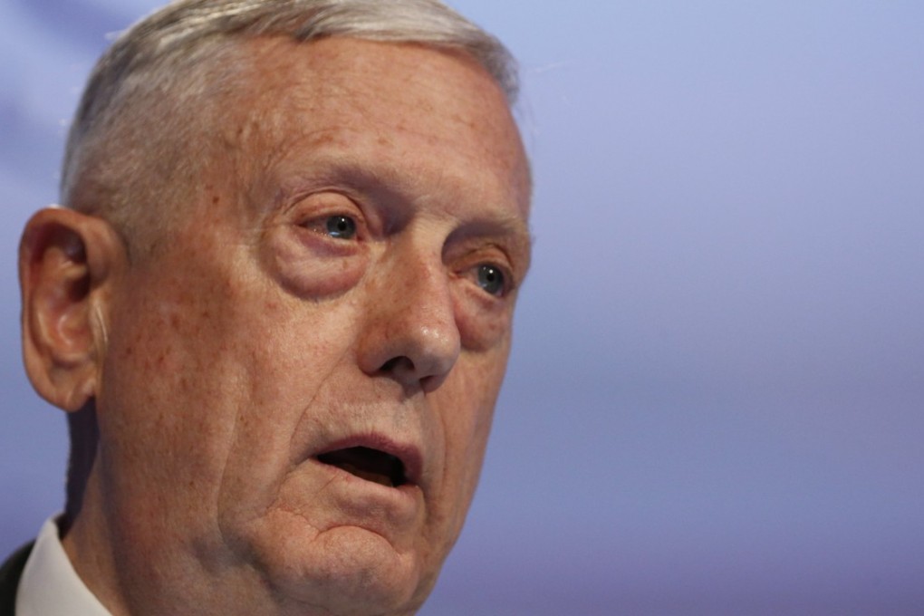 eUS Secretary of Defense James Mattis addresses the Asia Security Summit in Singapore on Saturday. Photo: EPA