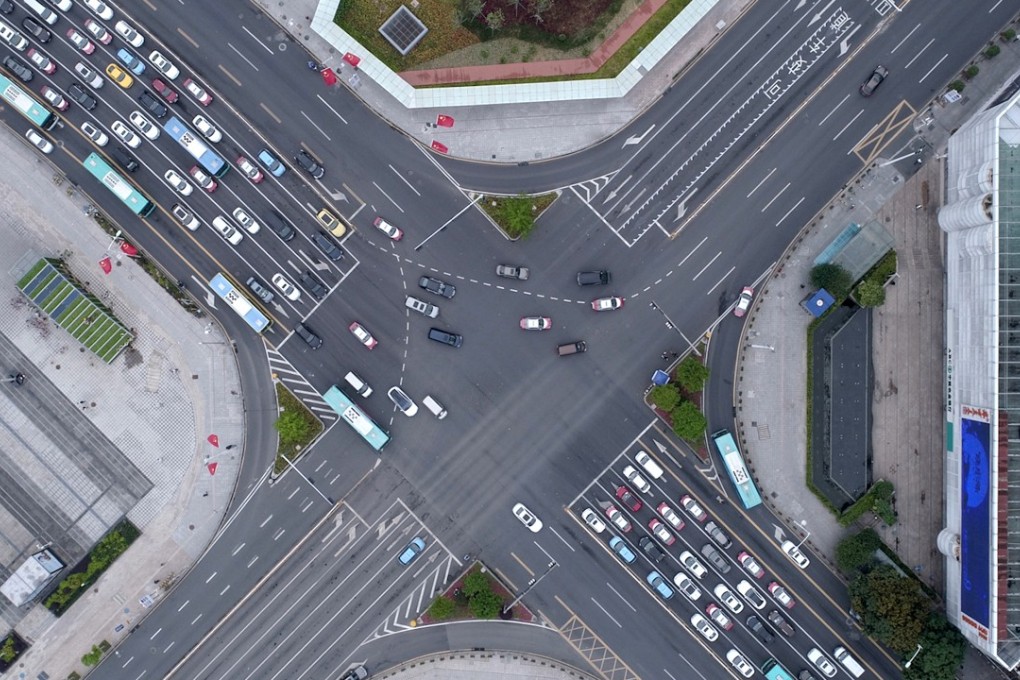 A drone view of a multi-lane crossing in Shenzhen. As wealth and circumstances improve on the mainland, Hong Kong’s seem to be either stagnating or looking bleak. Photo: Andy Yeung