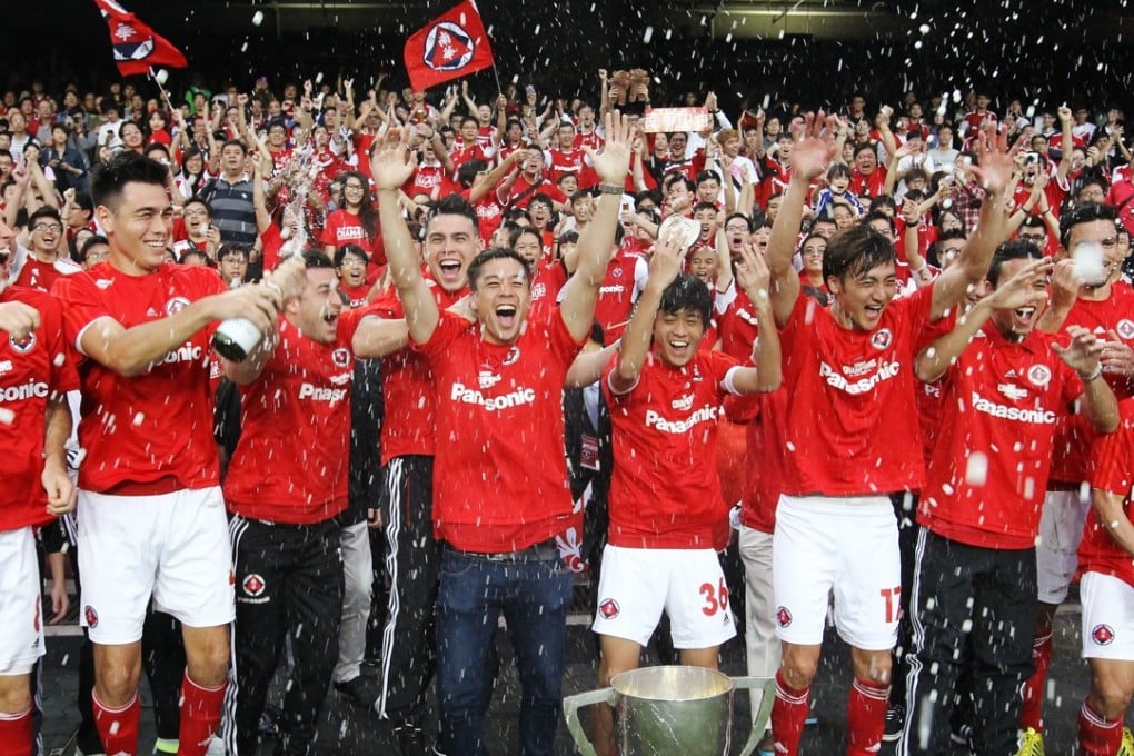 South China celebrate winning the league title for the last time in 2013. Photo: Edward Wong