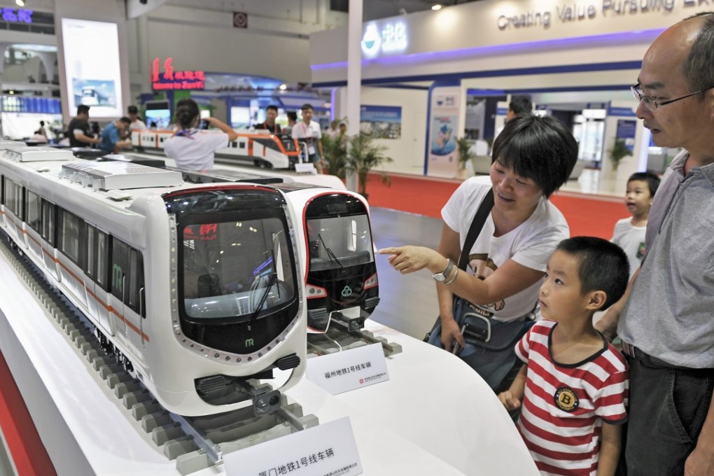 Model trains are on display before Xiamen's new subway system becomes operational in September. Photo: ImagineChina
