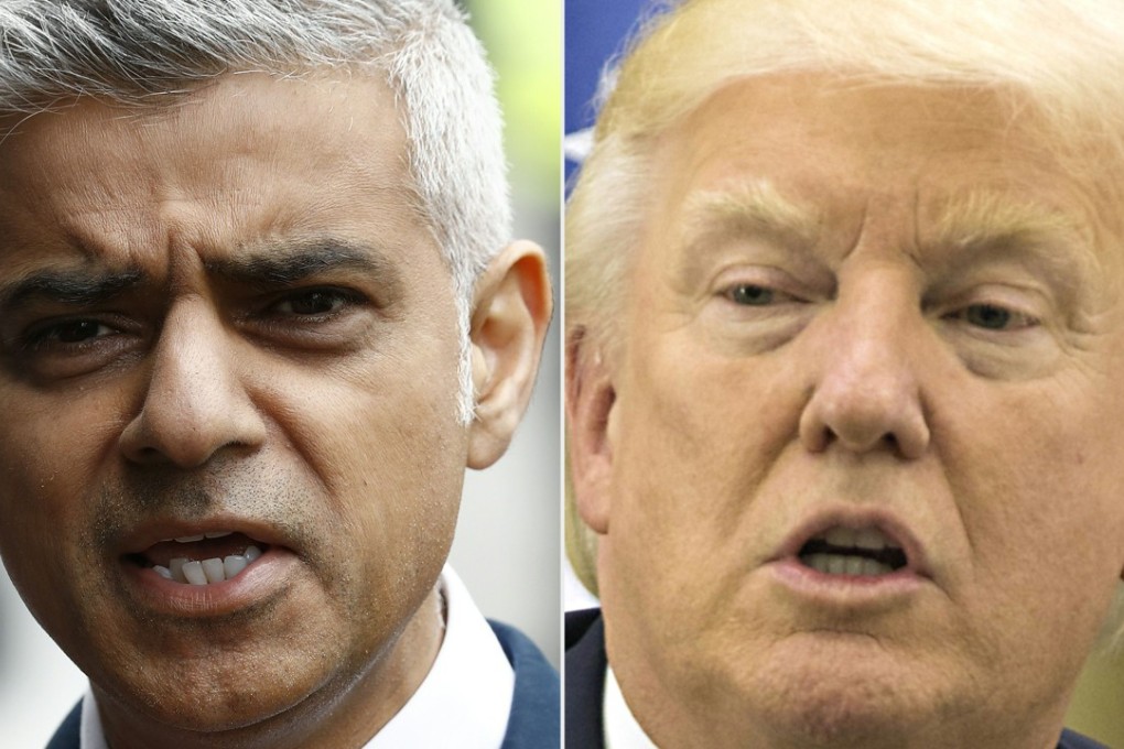 Mayor of London Sadiq Khan and US President Donald Trump. Trump has renewed his criticism of Khan since a terror attack in the British capital. Photo: AFP