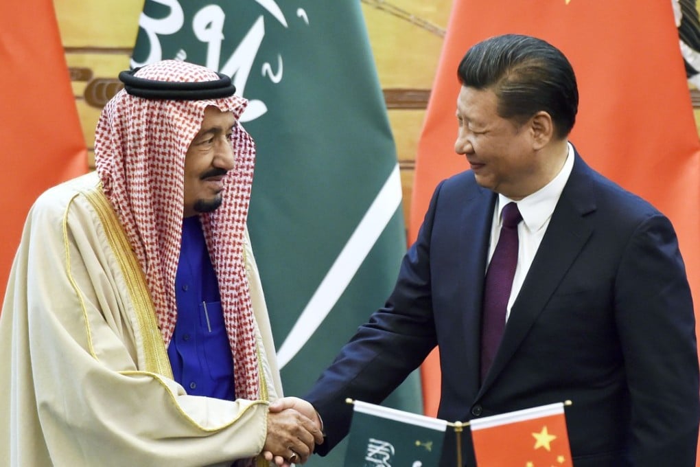 China’s President Xi Jinping (right) Pictured with Saudi Arabia’s King Salman during his visit to Beijing in March. Photo: Kyodo