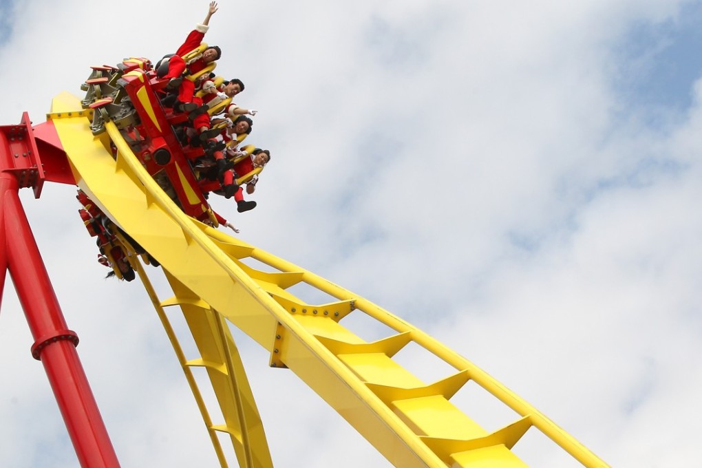 Passengers try out the Hair Raiser roller coaster in Ocean Park's new Thrill Mountain zone. Photo: SCMP