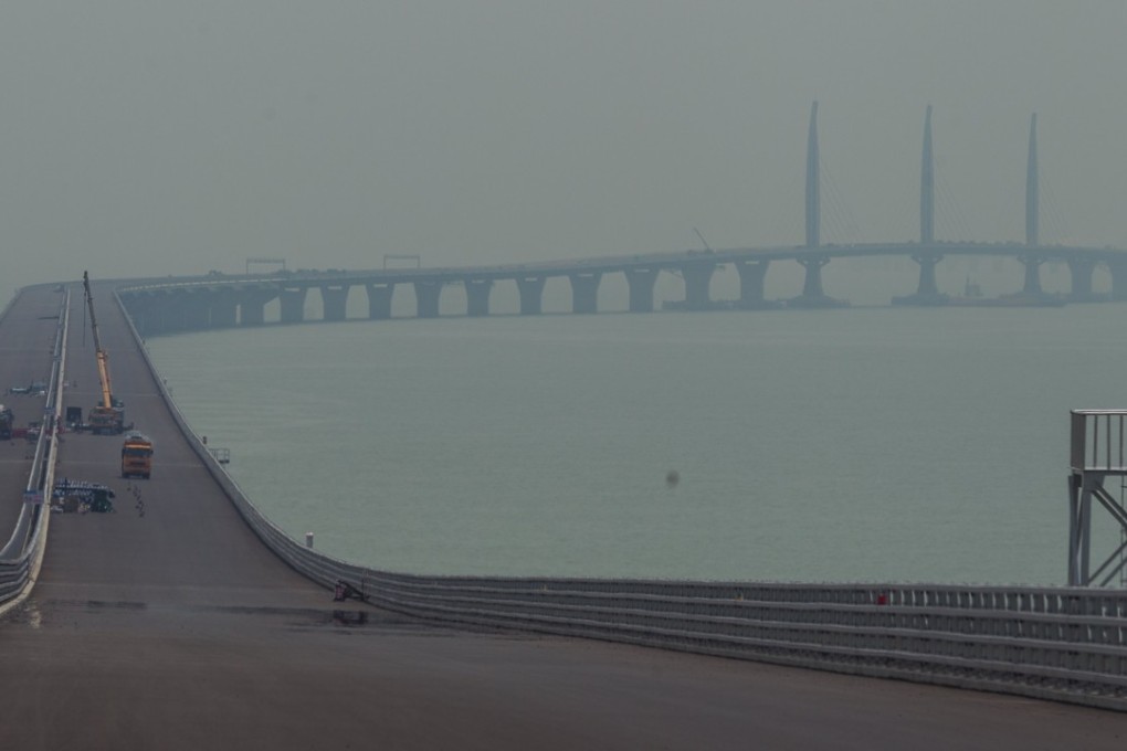 A view of the Hong Kong-Zhuhai-Macau bridge from Zhuhai, Guangdong, last month. (May) Photo: EPA