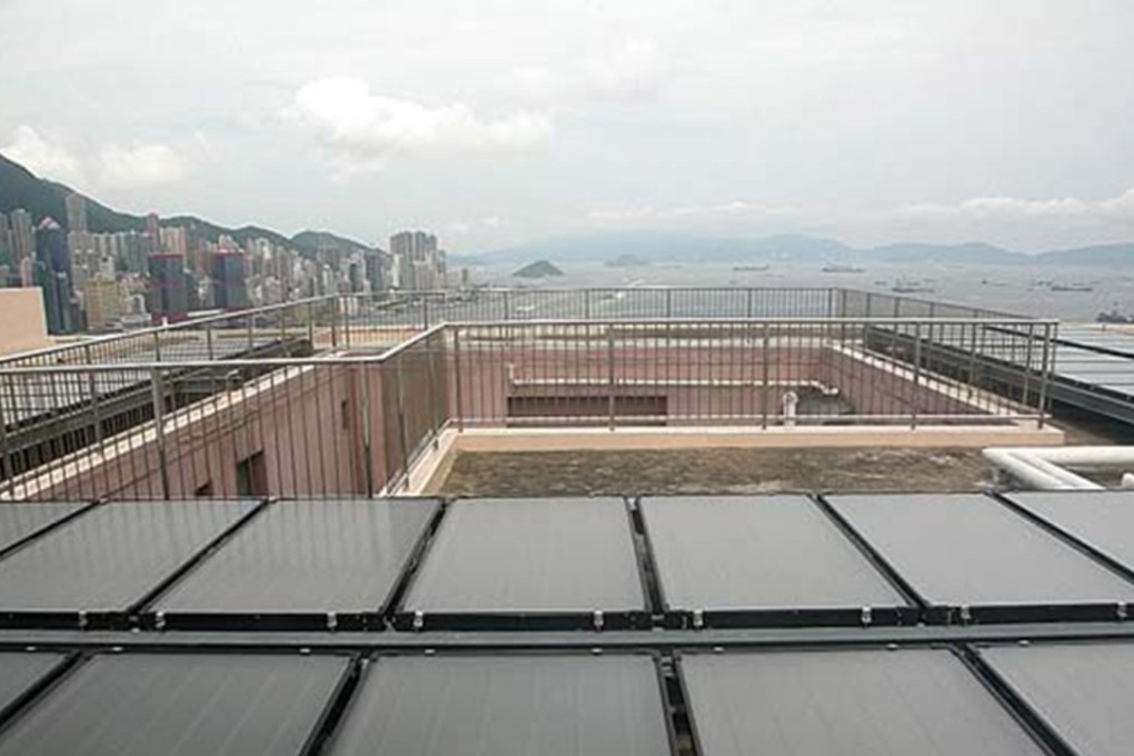 A solar panels system on Gateway Apartments’ rooftop heats water for the property’s 499 apartments.