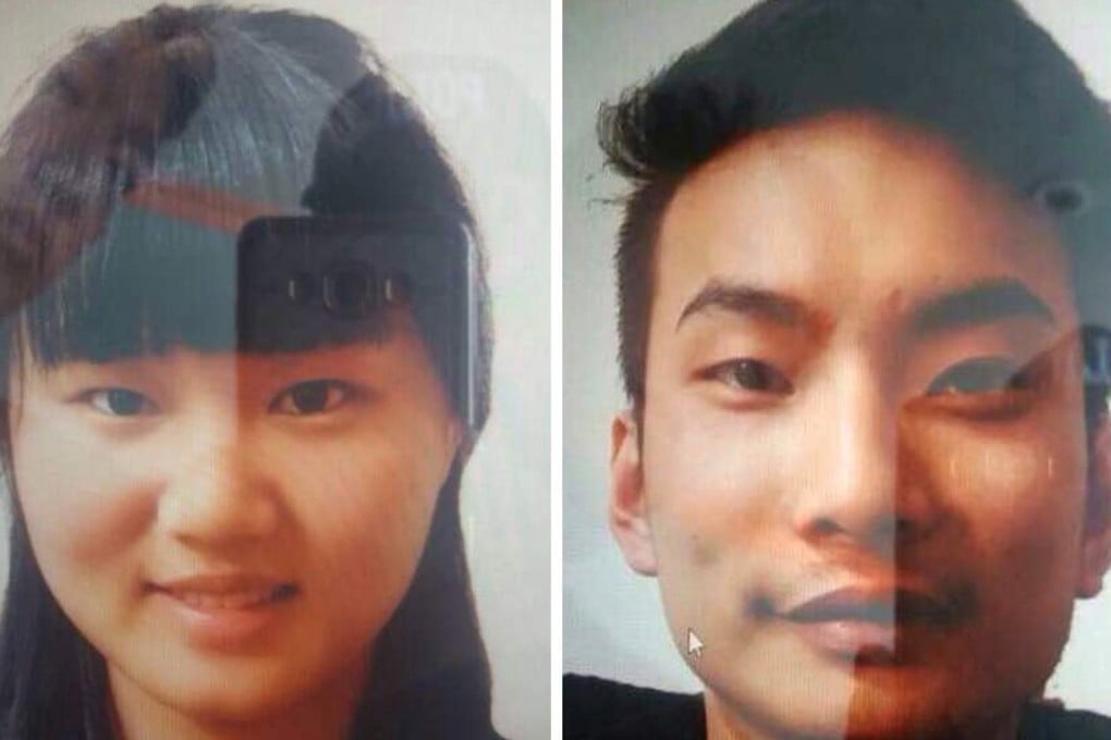 A handout photo made available by the Pakistani police showing pictures of Li Xinheng (left) and Lu Ling Lina who were abducted by unknown armed men in Quetta on May 24. Photo: EPA