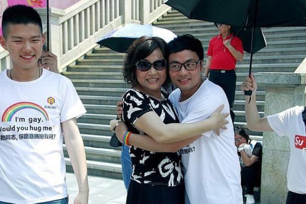 Dong Chao (in glasses) and other gay activists during an LGBT awareness-raising event in Wuhan, Hubei province. in May. Photo: Handout