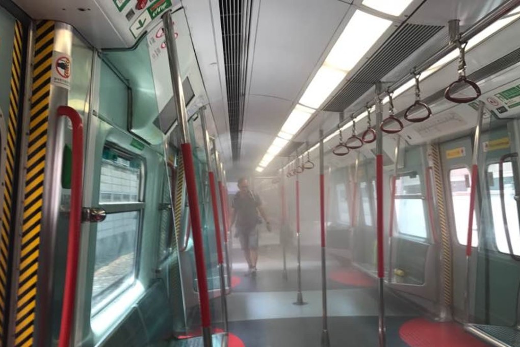 The scene inside the affected MTR train. Photo: Facebook