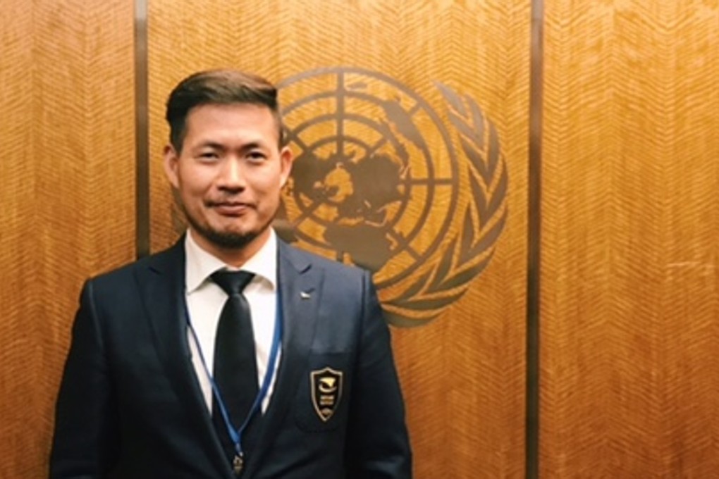 Noahs Sailing Club chief executive Zhou Kewen at the United Nations in New York this week. Photo: Handout