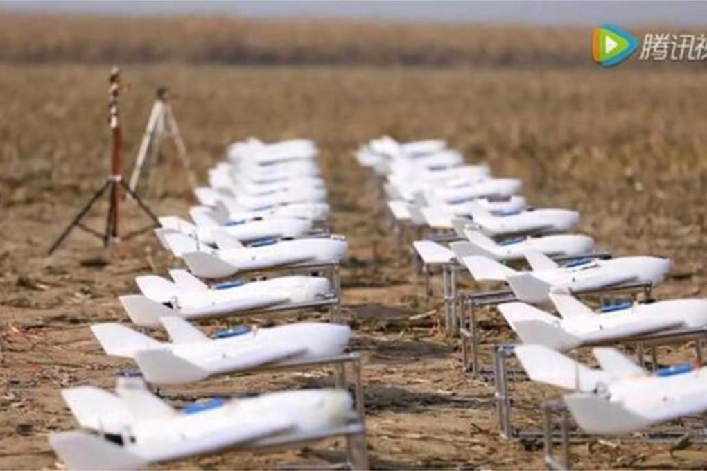 An undated file picture of fixed-wing prototype drones developed in China. Photo: Handout