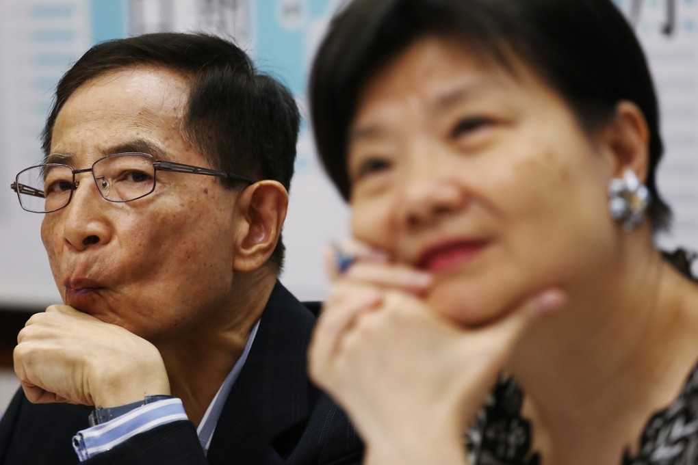 Veteran pan-democrats Martin Lee and Audrey Eu attend the Democratic Party’s handover anniversary seminar. Photo: Jonathan Wong