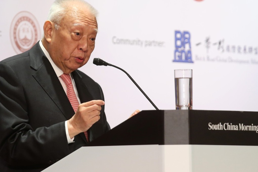 Tung Chee-hwa, Vice Chairman of the 12th National Committee of the Chinese People’s Political Consultative Conference, People’s Republic of China, gives a speech at the SCMP’s Celebrating Hong Kong’s Coming of Age conference in Admiralty. Photo: K. Y. Cheng