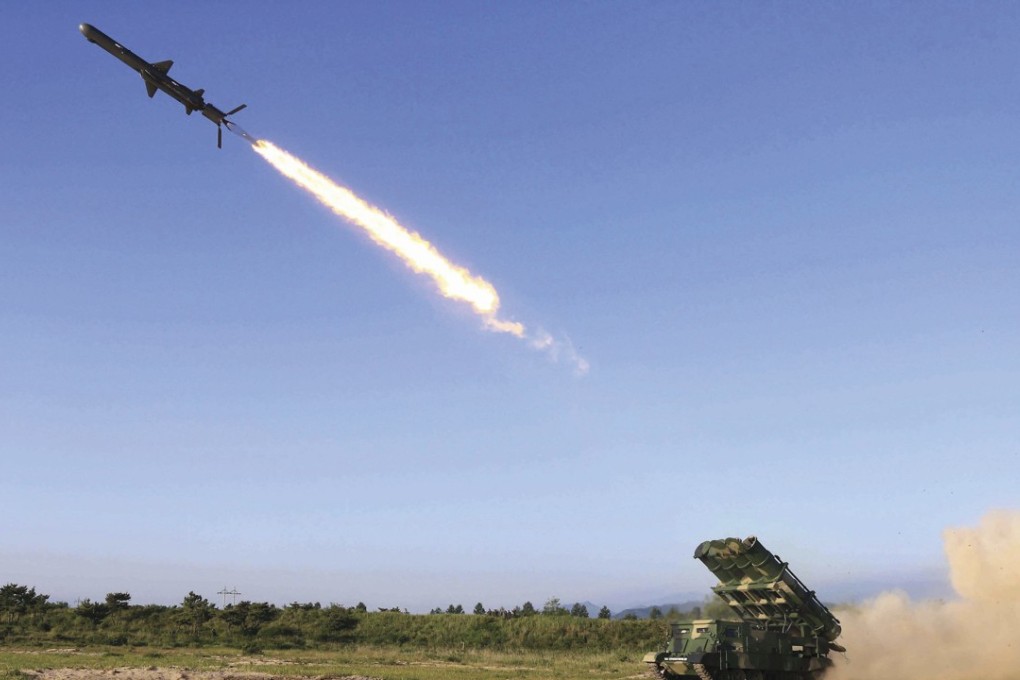 Could war between the US and China be kicked off by a third party such as North Korea, pictured here testing a new type of cruise missile? Allison argues it’s a plausible scenario. Photo: AP
