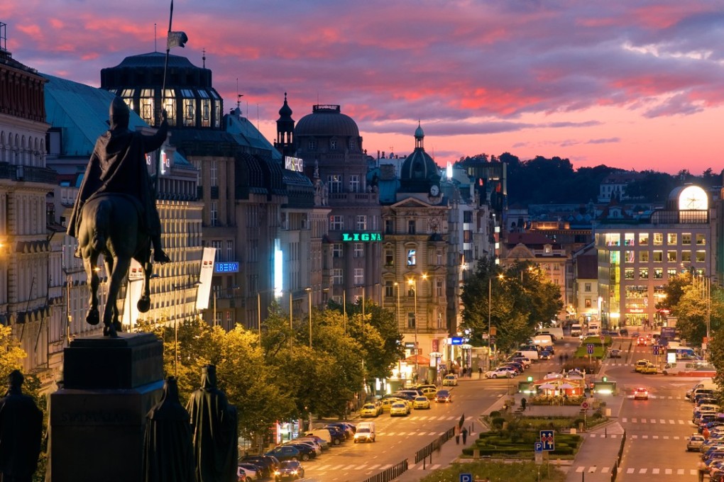 Prague’s Wenceslas Square at night. Picture: Alamy