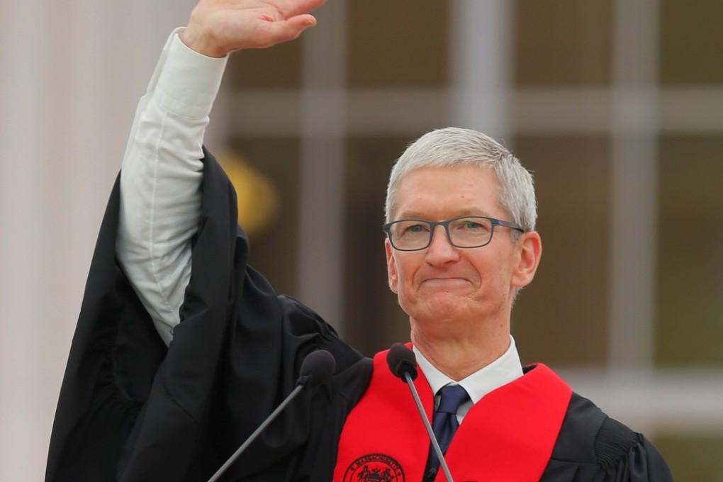 Apple CEO Tim Cook waves after speaking during Commencement Exercises at Massachusetts Institute of Technology (MIT) in Cambridge, Massachusetts. Cook said they are taking aim at driverless cars which he calls the ‘mother of all AI projects.’ Photo: Reuters