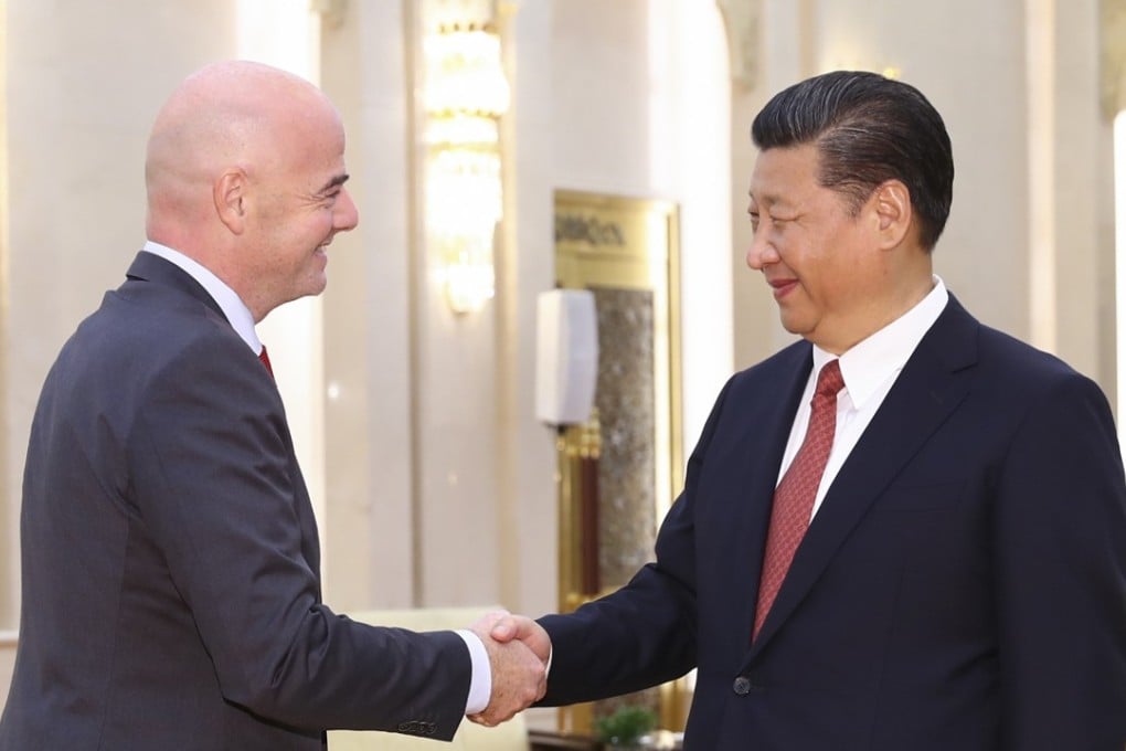 Chinese President Xi Jinping meets with Fifa president Gianni Infantino in Beijing. Photo: Xinhua