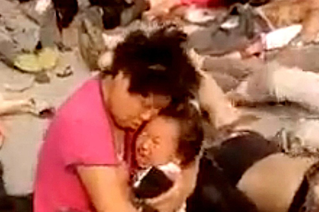 A photo posted online showing victims of the blast at the school in Feng county in Jiangsu province. Photo: Handout
