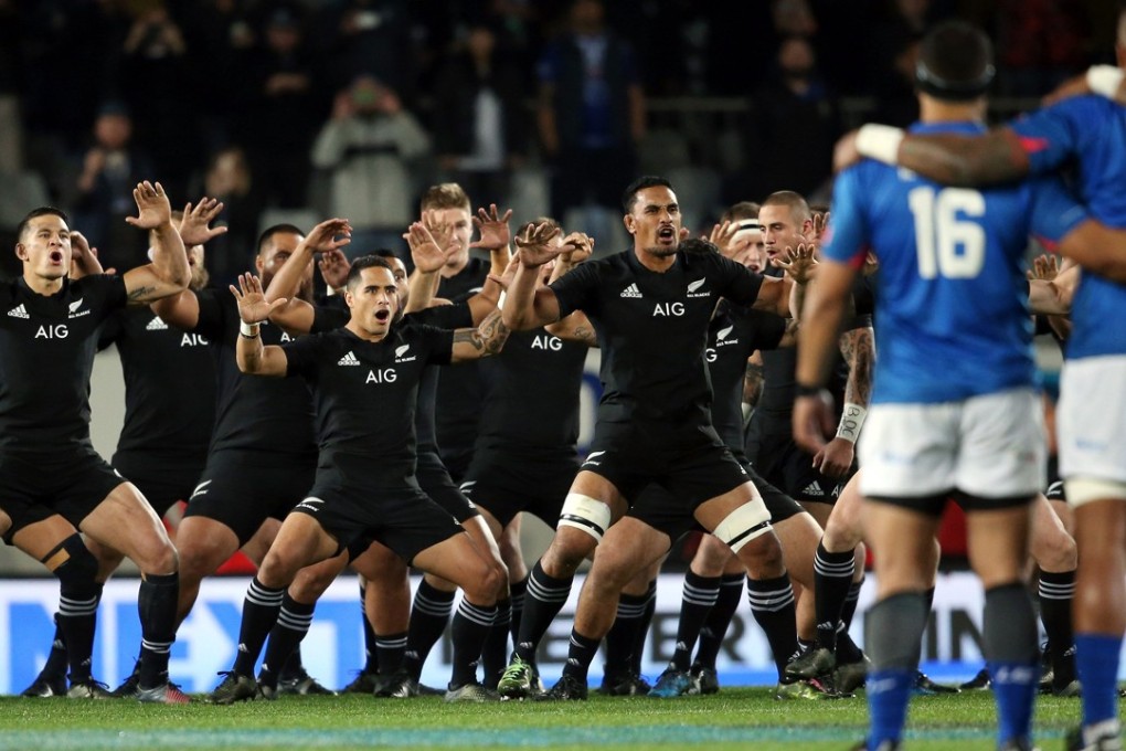 New Zealand's players perform the haka before the match against Samoa at Eden Park in Auckland. Photo: AFP