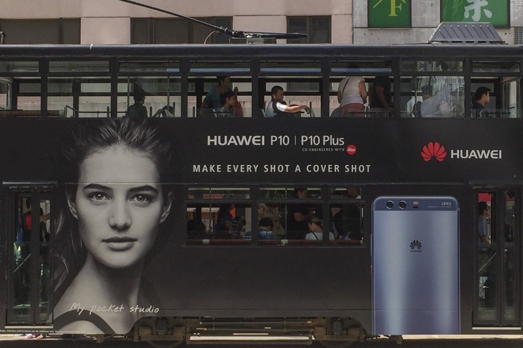 An advert for Huawei on a Hong Kong tram. Picture: Mark Sharp