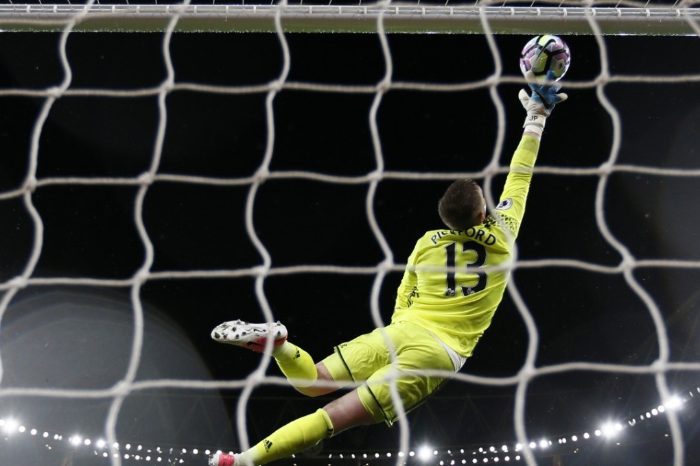 Sunderland’s Jordan Pickford makes a save in the English Premier League. Pickford was signed by Everton, making him the most expensive in the UK. Photo: Reuters