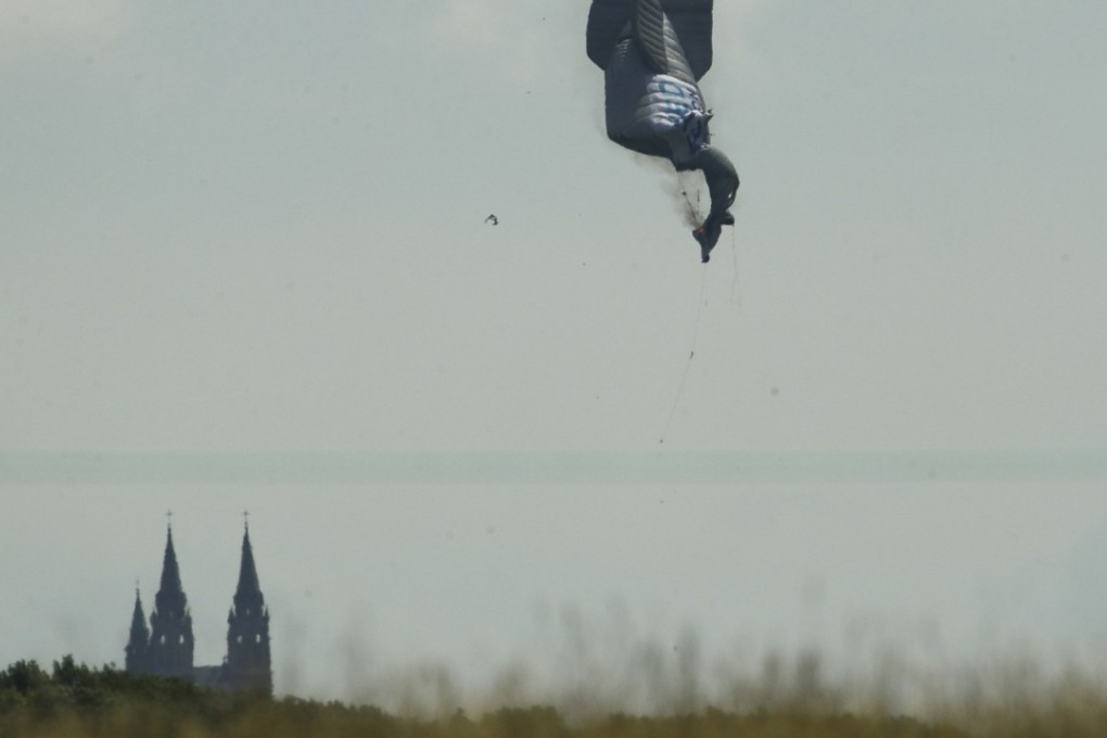 A blimp crashes during the first round of the US Open near Erin Hills. Photo: AP