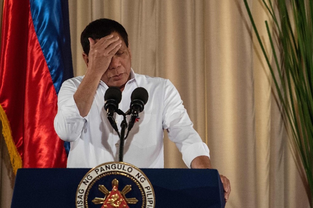 Philippine President Rodrigo Duterte: silent, for once. Photo: AFP