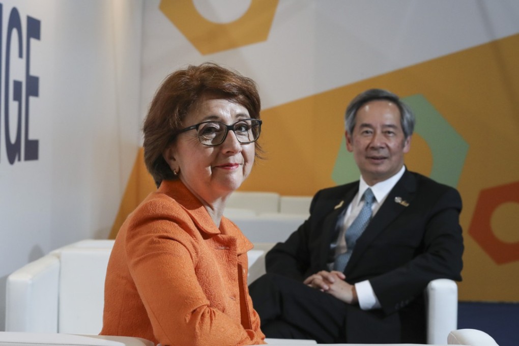 Swiss Federal Institute for Vocational Education and Training director general Cornelia Oertle (left) and Vocational Training Council chairman Clement Chen. Photo: Nora Tam