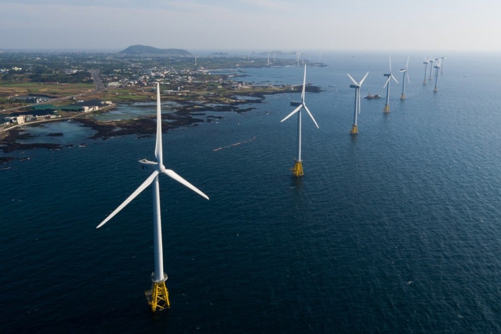 Wind turbines at a wind farm in Jeju, South Korea. The AIIB, which recently met in Jeju, must deploy its considerable capacity to catalyse the transition to renewable energy. Photo: Bloomberg