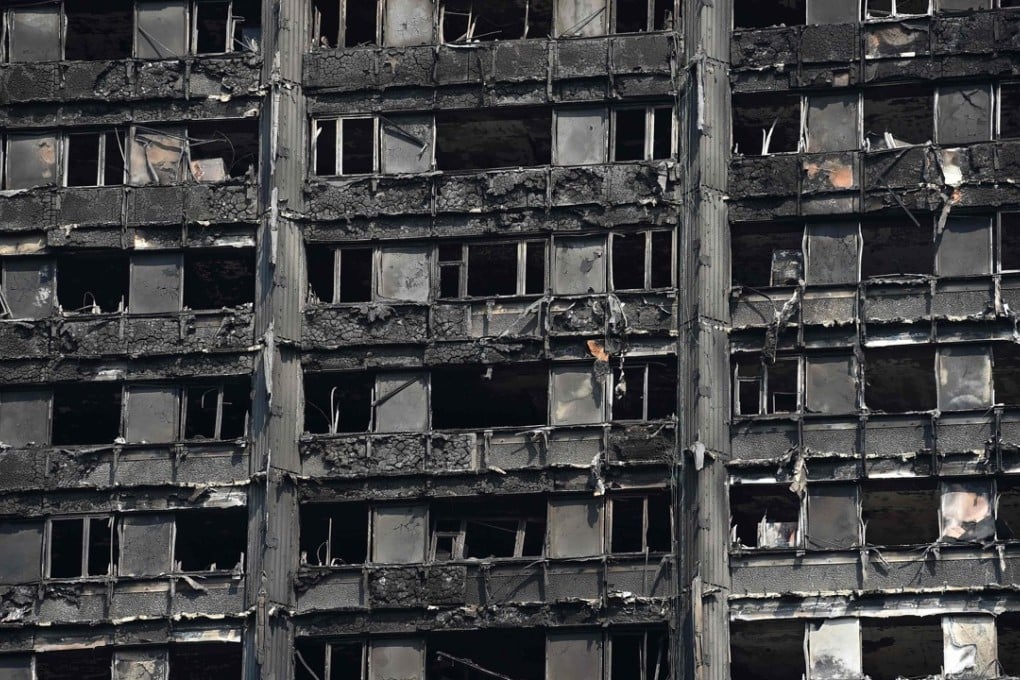 The remains of Grenfell Tower, a residential tower block in Kensington, west London. Photo: AFP