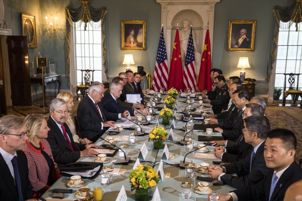 Top US and Chinese officials begin talks ove diplomatic and security issues at the State Department in Washington. Photo: EPA