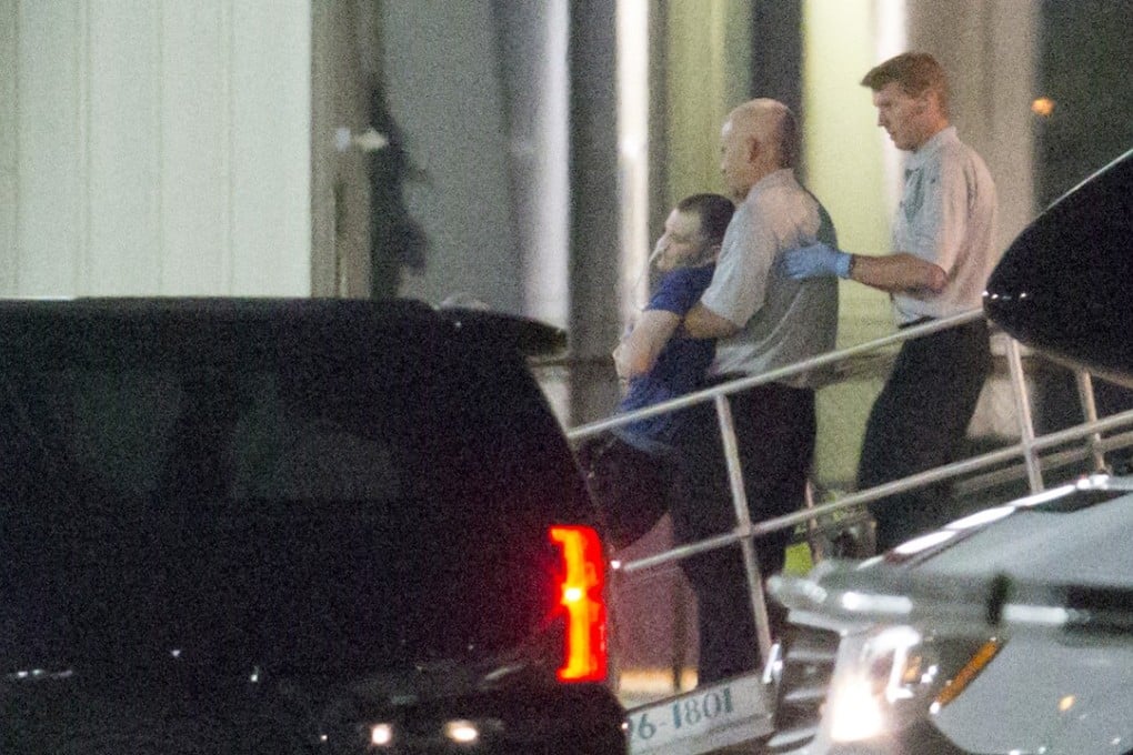 Otto Warmbier being carried off a jet in Cincinnati last Tuesday. Photo: AP