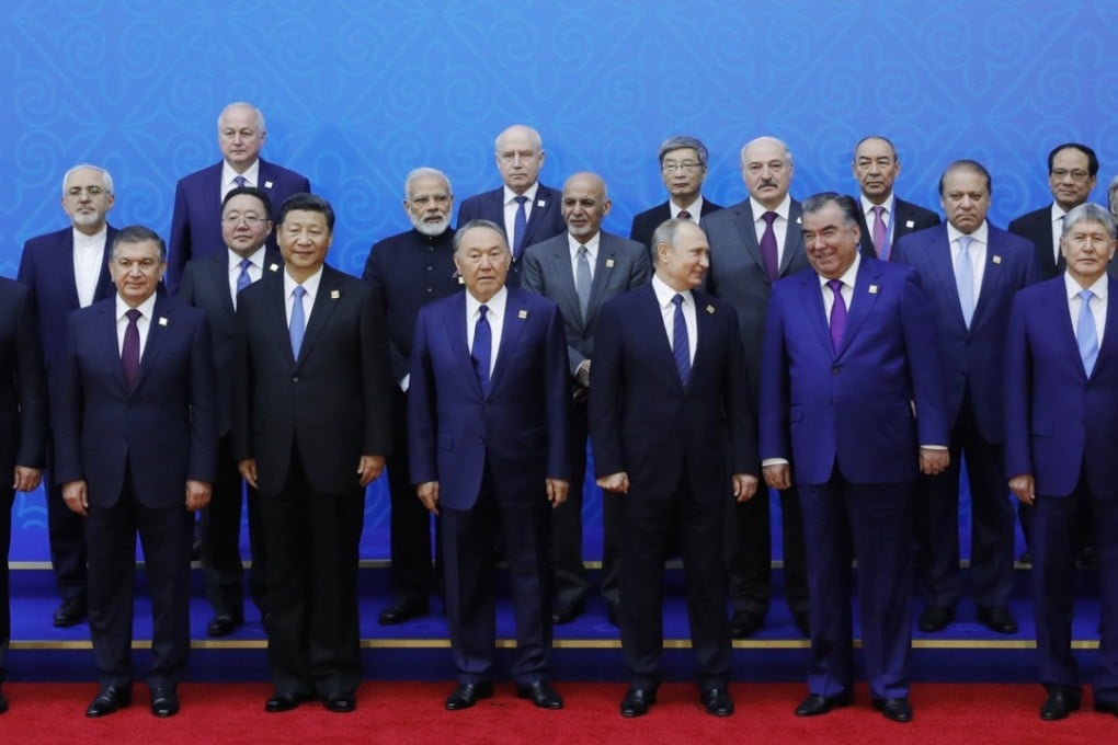 Leaders of SCO member states and others gather for a photo at the SCO summit in Astana, Kazakhstan, this month. Photo: EPA / Kremlin Pool