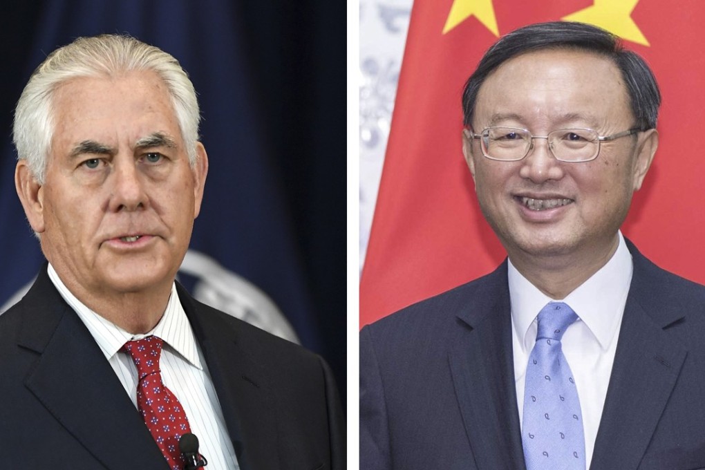 US Secretary of State Rex Tillerson and State Councillor Yang Jiechi. Photo: Handouts