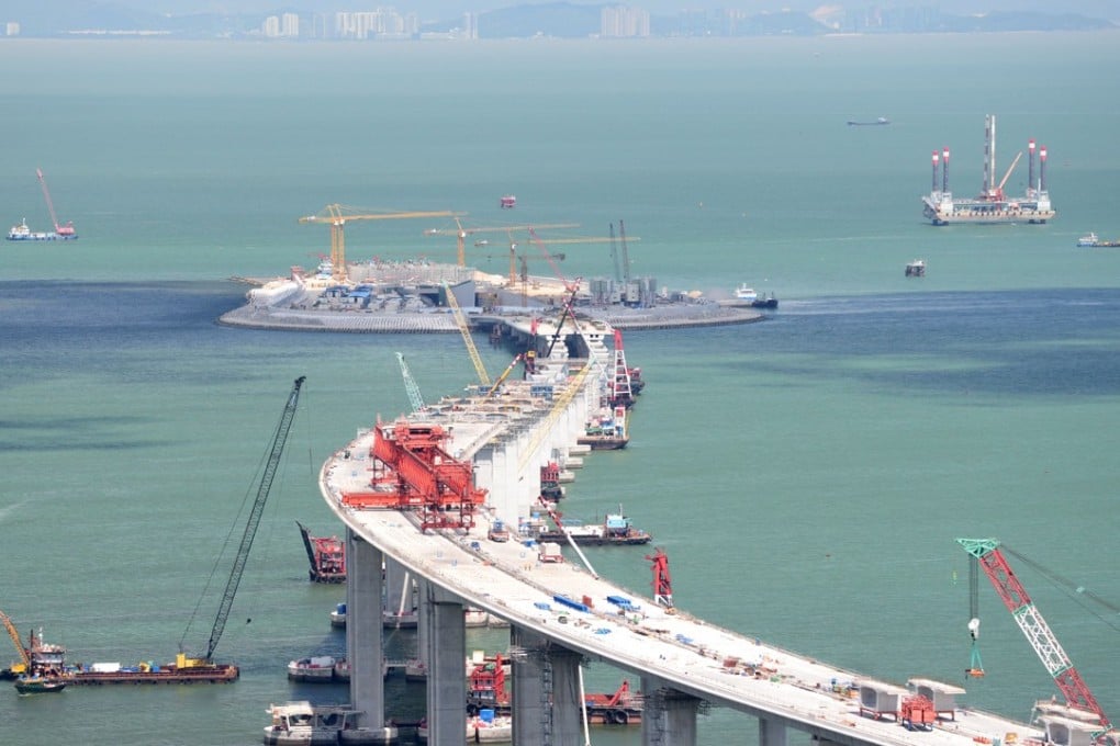 General view of the Hong Kong-Zhuhai-Macau Bridge construction site in Zhuhai on 27 May 2017. Photo: Xinhua