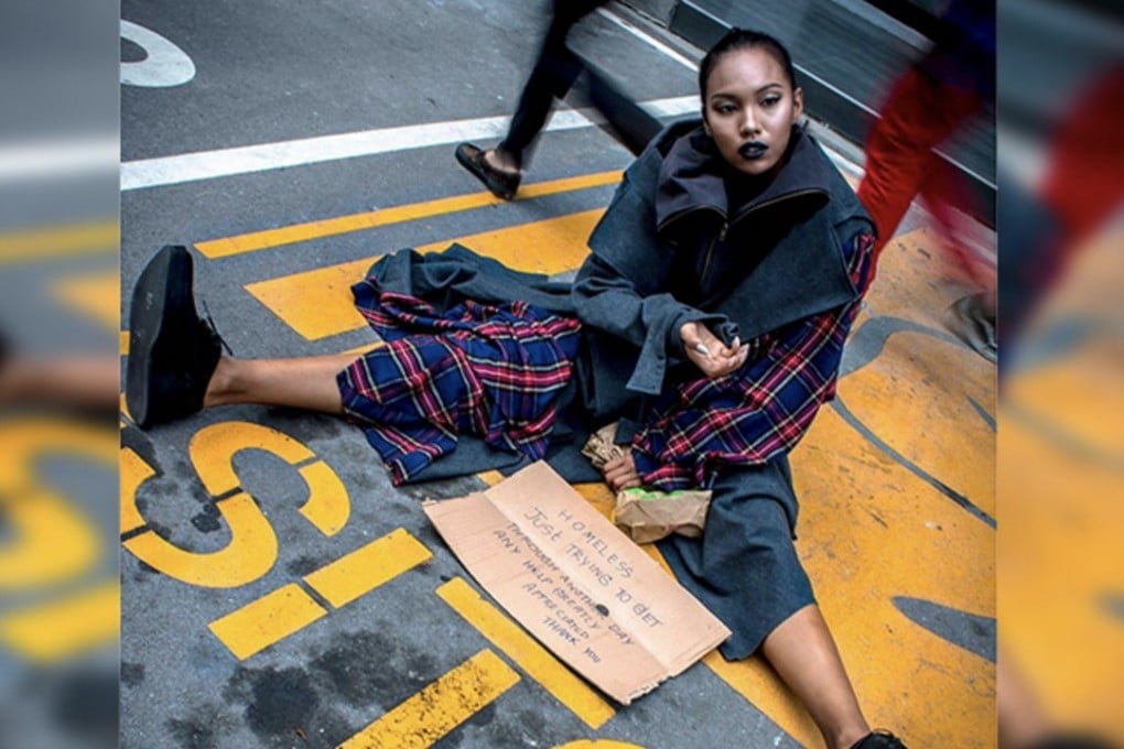 Thai model Natthaya “Grace” Boonchompaisarn, 22, appears in a homeless-themed fashion shoot. Photo: courtesy of Instagram