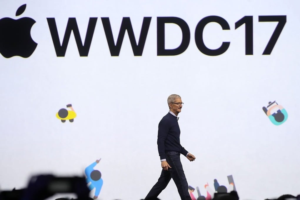Apple CEO Tim Cook delivers the opening keynote address the 2017 Apple Worldwide Developer Conference at the San Jose Convention Centre in June. Photo: Justin Sullivan/Getty Images/AFP