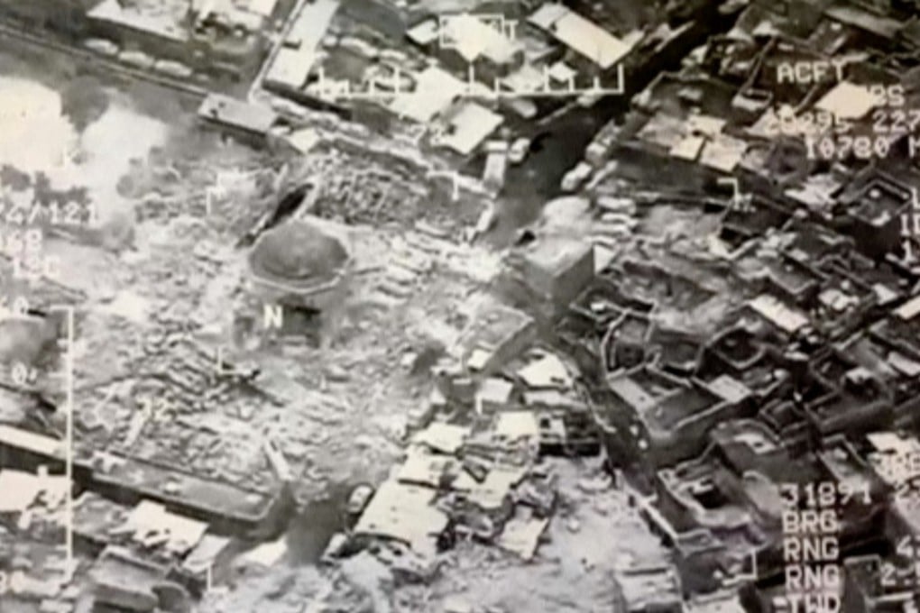 A still image taken from video shows the destroyed Grand al-Nuri Mosque of Mosul in Iraq. Photo: Reuters
