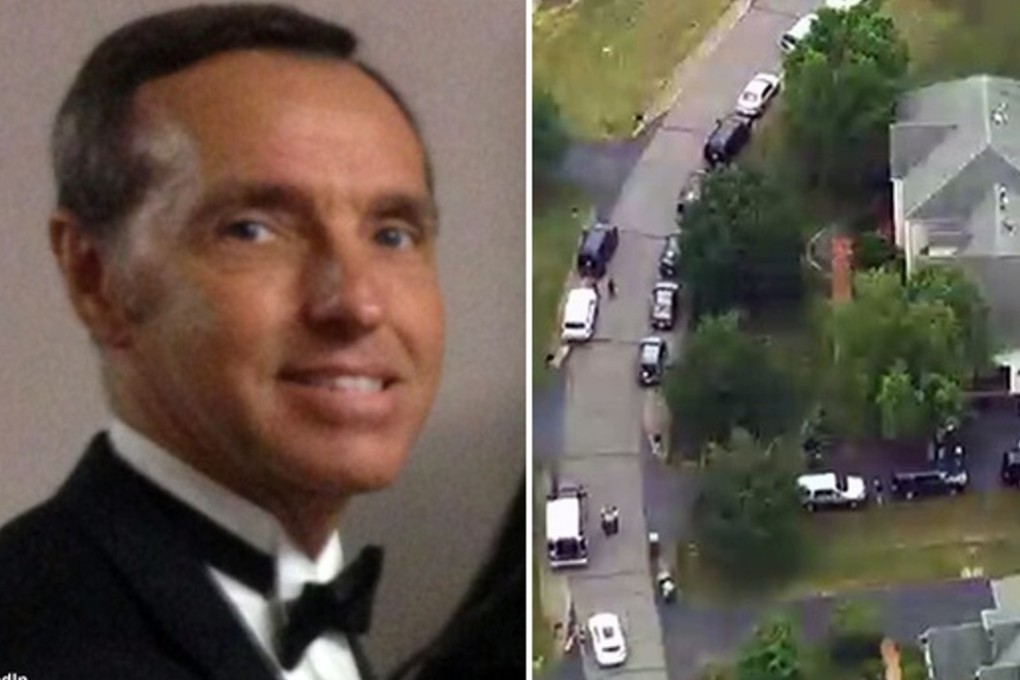 Kevin Mallory is seen in a photo from his LinkedIn profile. On the right, FBI agents can be seen raiding his home near Washington, as they execute a search warrant in relation to his arrest on charges of spying for China. Photo: LinkedIn / Fox News